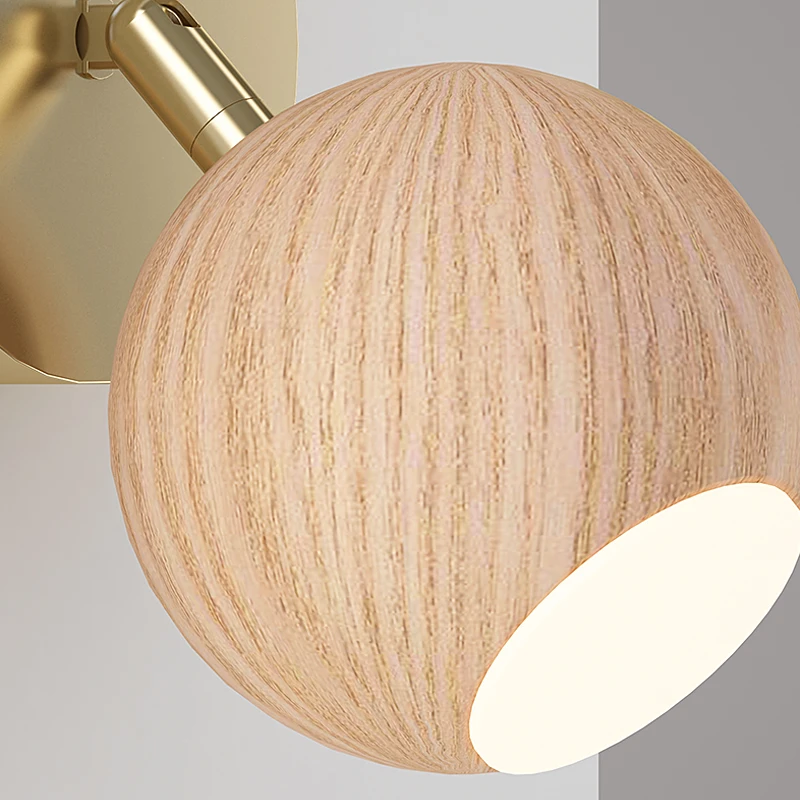 

FKL Nordic Oak Wall Lamp Living room TV Background Wall Bedroom Bedside Lamp Reading Lamp Rotatable 180 Corridor Aisle Lamp