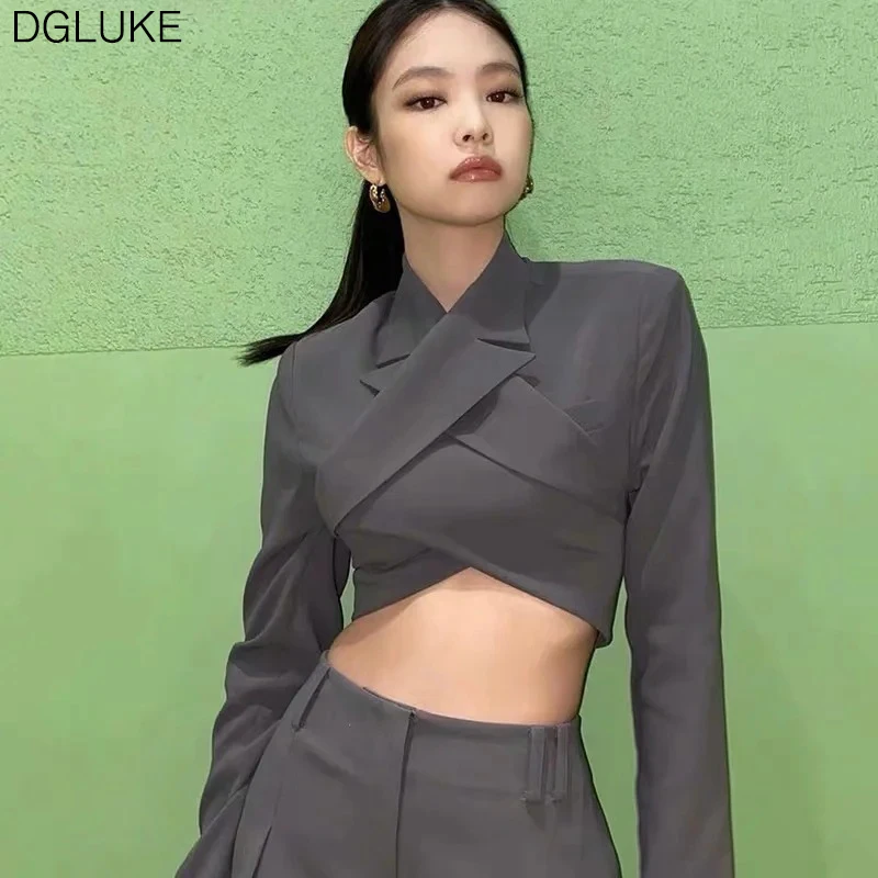 DGLUKE 2020 новый сексуальный Блейзер костюм с длинным рукавом открытой спиной