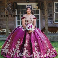 corset ball gown quinceanera dresses beaded appliques formal prom birthday gowns princess sweet 15 16 dress off the shoulder