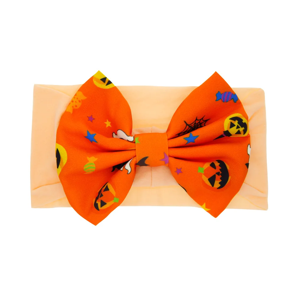 Baby Halloween Headband Large Bow Headbands for Kids Photo Props Newborn Wide Warm Headwrap Top Hairbows Bebes Headwear Hairband | Мать и