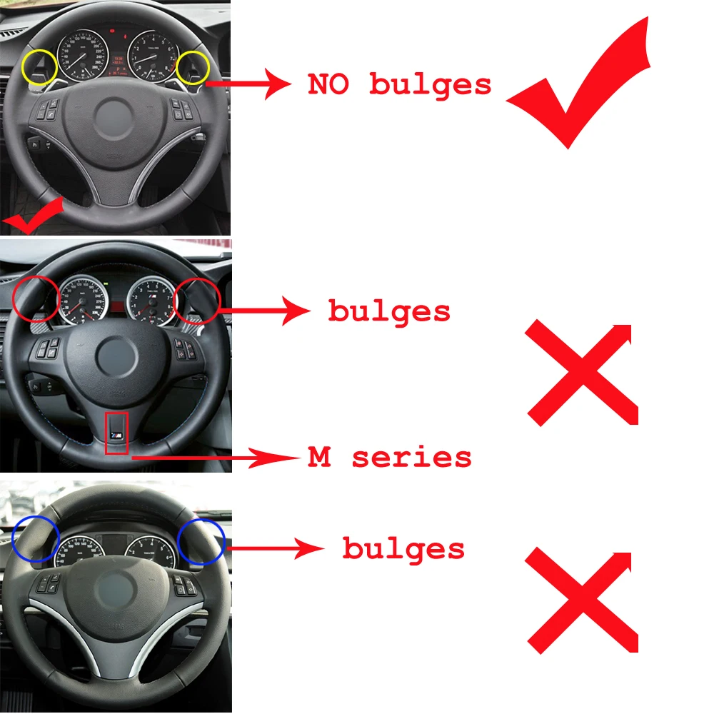 Черный чехол рулевого колеса автомобиля MEWANT из искусственной кожи для BMW E90 325i 330i