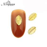 new product recommendation niziquan 20 piecesbag of golden leaves 3d metal alloy 58mm diy nail sticker decoration