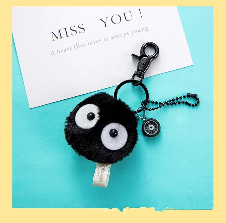 

Dust Elf Doll Plush Toys Spirited Away keychain Totoro Small Pendant Black Carbon Coal Ball Dust Elf Key chains Doll Toy Kid