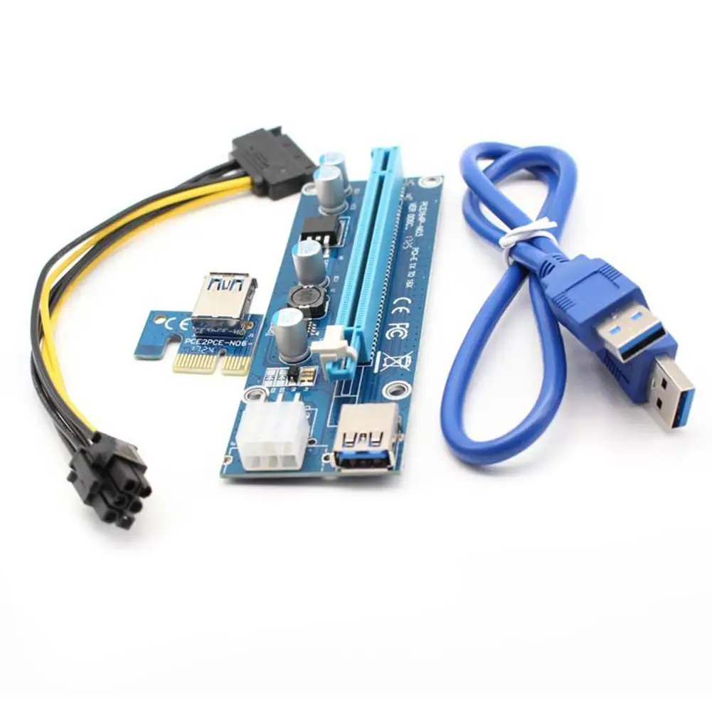 Новое поступление 006c USB 3.0 PCI E 1X до 10X переходник адаптер Райзер с 6 контактным