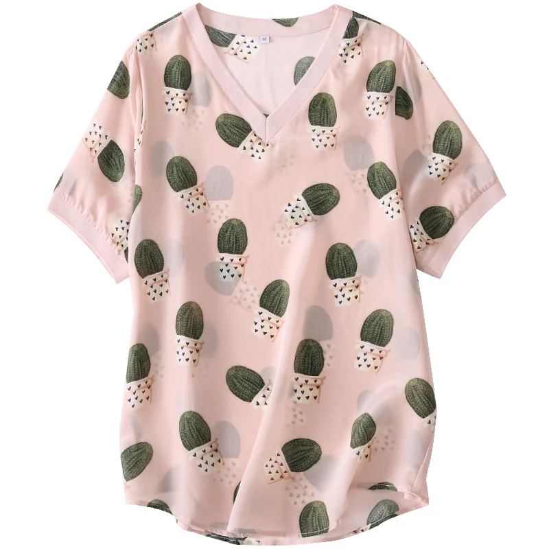 Женская винтажная шелковая блузка с цветочным принтом топы и блузки из 100%