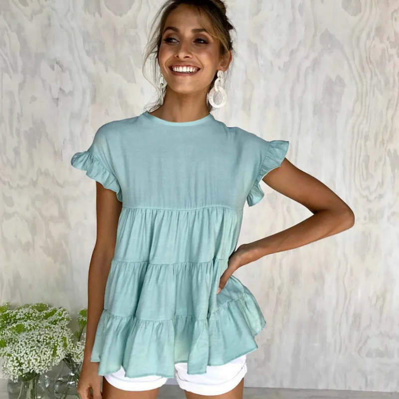 

Harajuku Womens Tops And Blouses Fashion Butterfly Sleeve Clothes Casual Blouse Shirt Women Elegant Roupas Feminina Summer Top