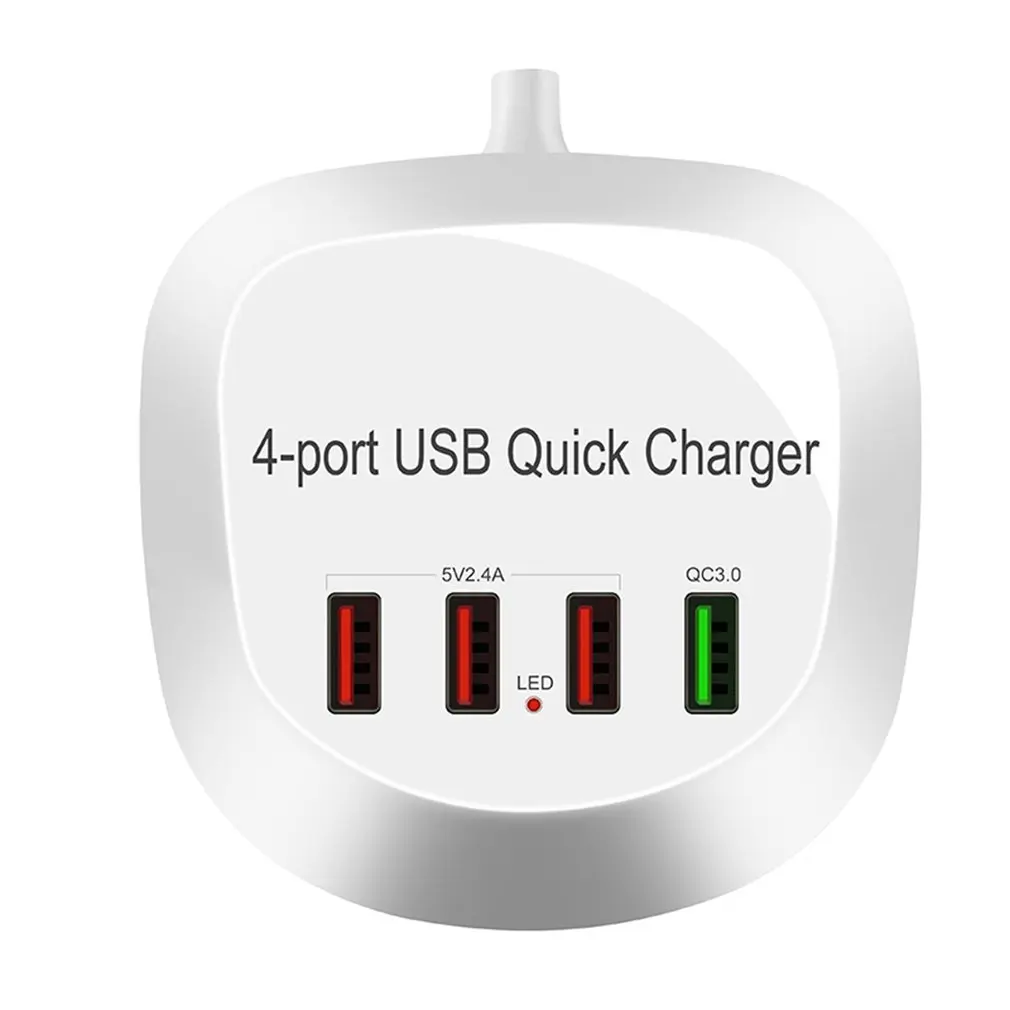 

4 Ports Quick Charge 3.0 USB Charger HUB Adapter Portable Travel Phone Charger Fast Charger Charging Station For iPhone Samsung
