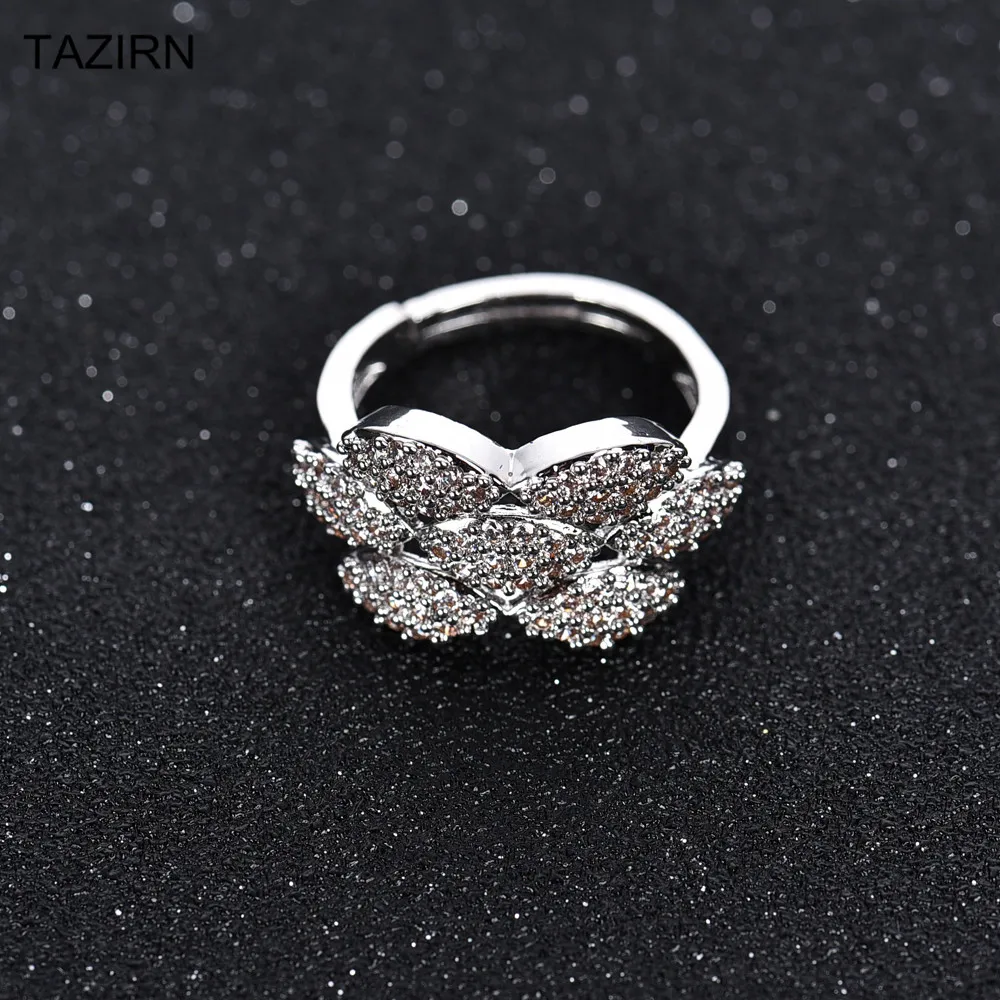 

Silver Color Dubai Bridal Jewelry Sets 4 Pcs Cubic Zirconia Crystal Necklace Bracelet Earrings Rings Sets For Wedding Party