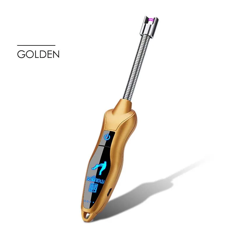 gold 360 вращение USB зарядка зажигалки для сигарет длинная плазменная дуговая Зажигалка для кухни барбекю ветрозащитная зажигалка аксессуары для сигарет - Цвет: gold