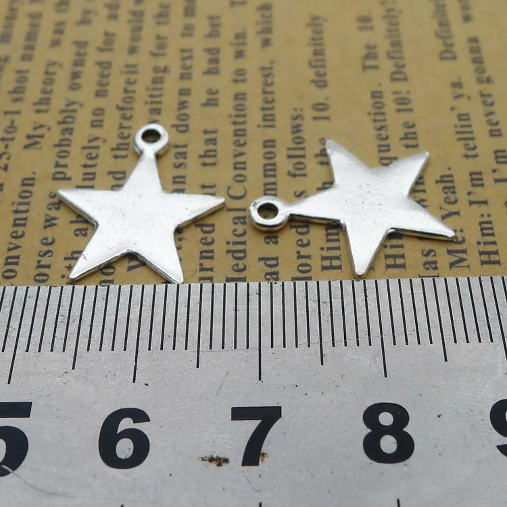 

200pcs Star Charms 16mm x 18mm DIY Jewelry Making Pendant antique silver color