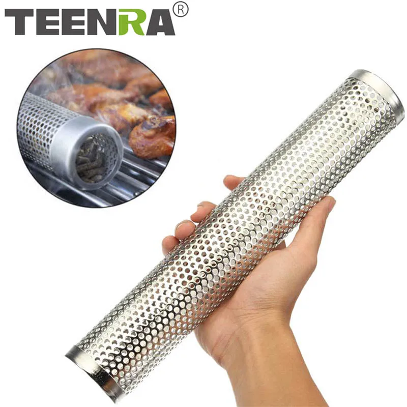 TEENRA 6/12 дюймов нержавеющая сталь для барбекю курения сетчатая трубка круглая Sqaure