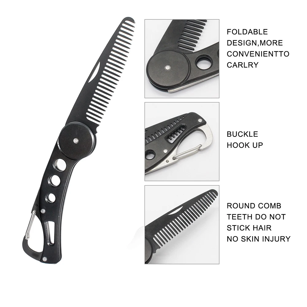 1 шт. ручной работы карманный зажим борода Расческа Щетка для волос складной
