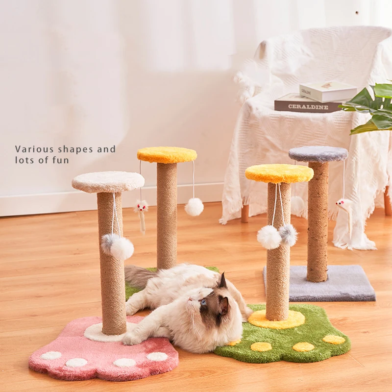 

Pet Toy Sisal Cat Scratching Post For Cat Tree Kitten Climbing Post Jumping Tower Toy With Ball Cat Scraper Protecting Furniture