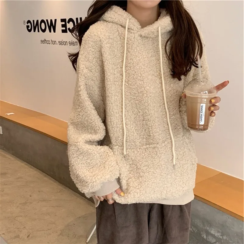 

Mazefeng 2020 Cute Faux Fur Hoodies Women Autumn Winter Warm Soft Zipper Fur Jacket Female Plush Overcoat Casual Hooded Outwear