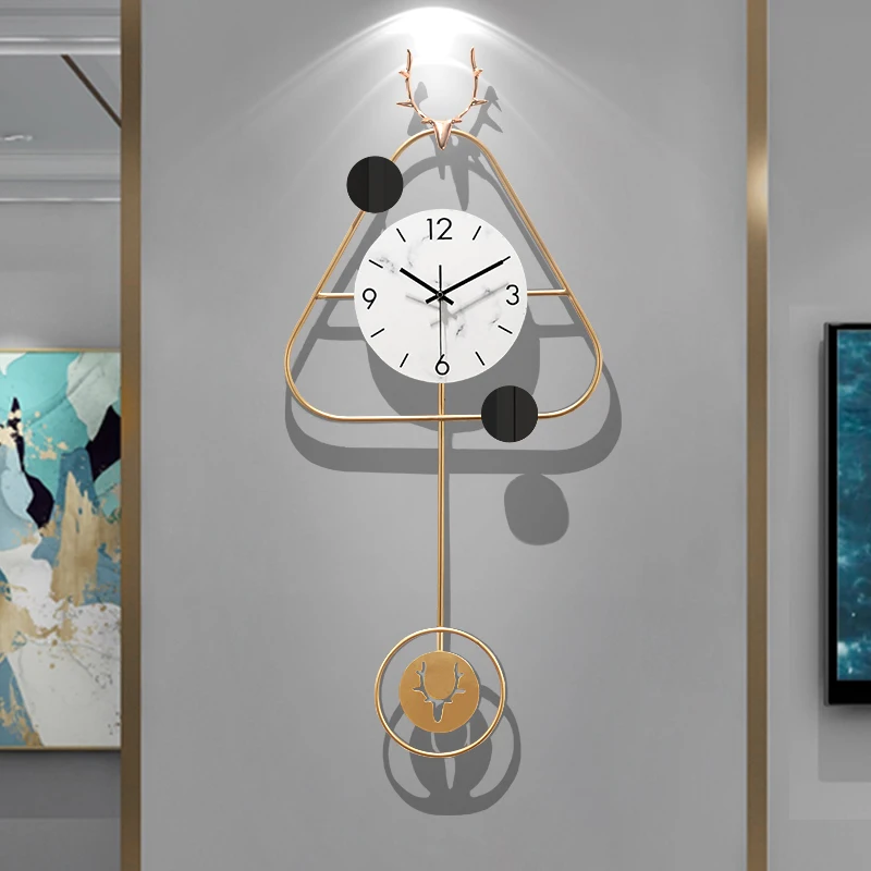 

Nordic Design Wall Clock Metal Deer Fashion Simple Geometry Wall Clock Luxury Creative Pendulum Duvar Saati House Decor EI50WC