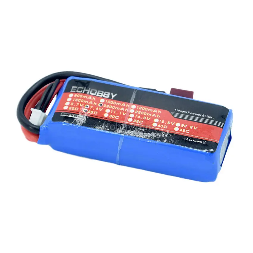 7 4 V 2S 2200 мА/ч 25C LiPO Батарея с t-образной вилкой для радиоуправляемых моделей