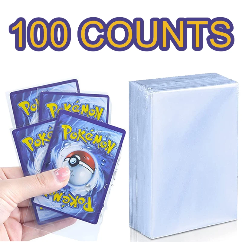 100 cuenta tarjeta de Pokemon manga Protector transparente tarjetas de juegos VMAX Yugioh Pok&eacute;mon estuche Protector carpeta ni&ntilde;os juguete para regalo-1
