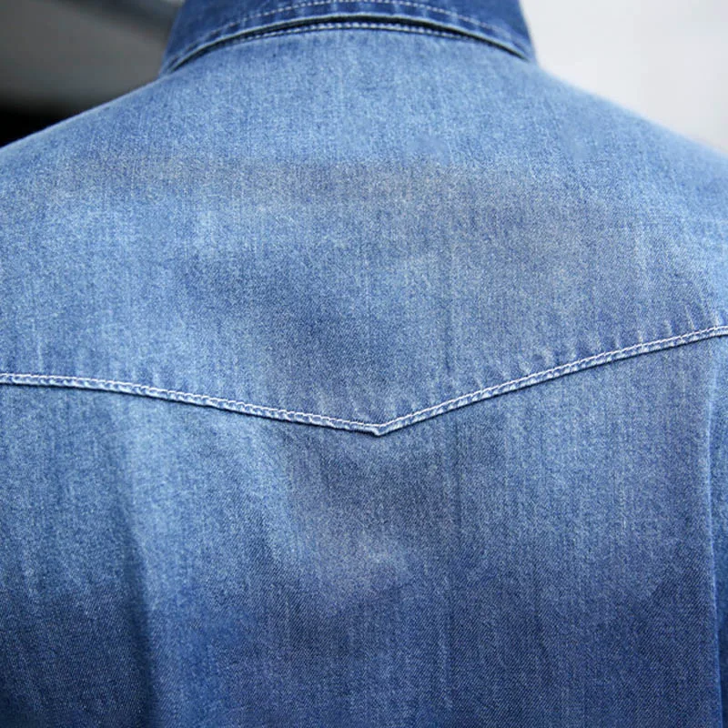 Осень весна новые классические простые повседневные джинсы рубашки с длинными
