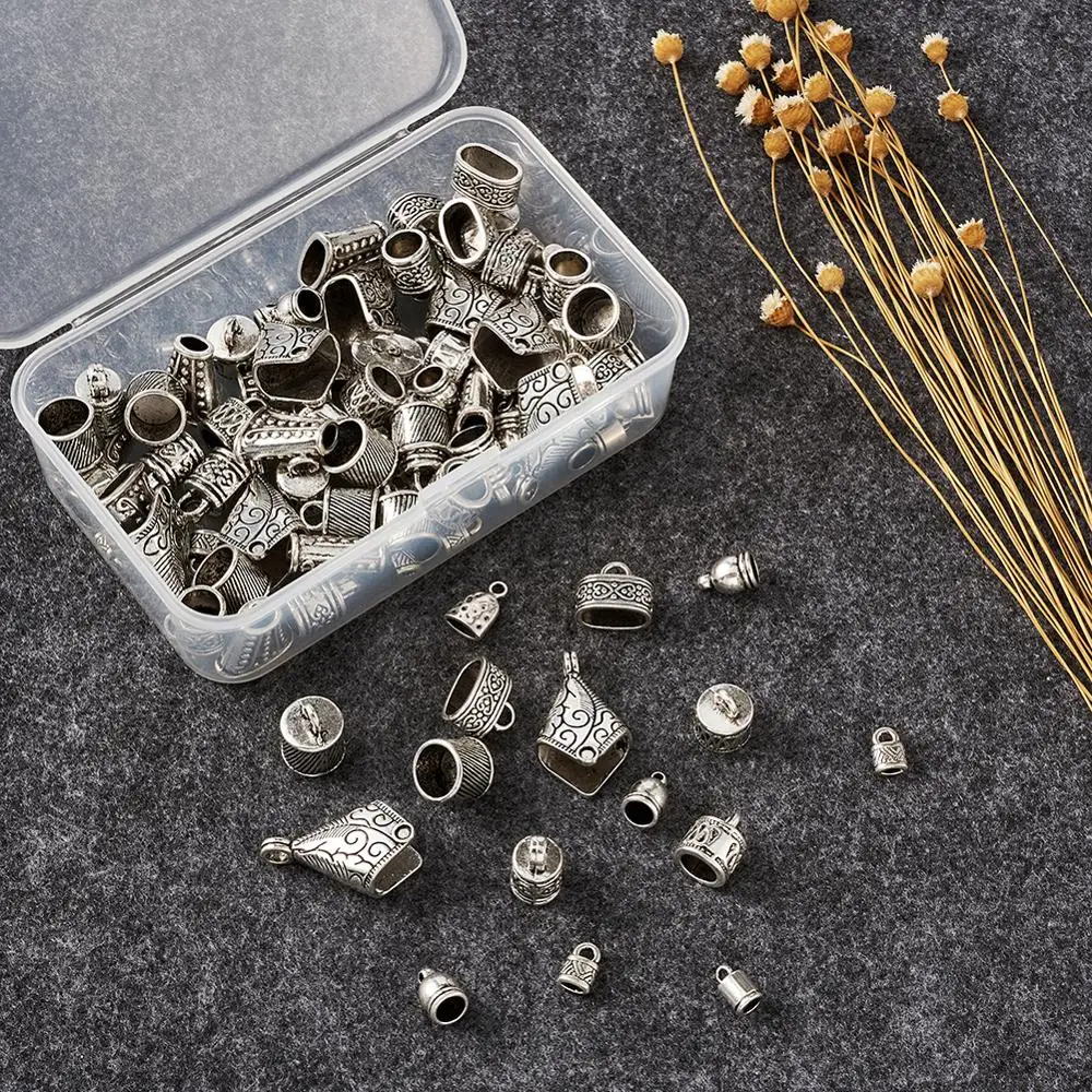 100 шт./кор. Тибетский Стиль сплав шнур концы кисточки кожаный Конец Обжимные