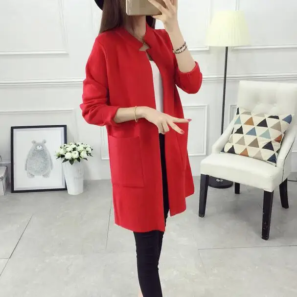 Женский свитер длинный кардиган 2019 Новый осень зима рукав свободный вязаный