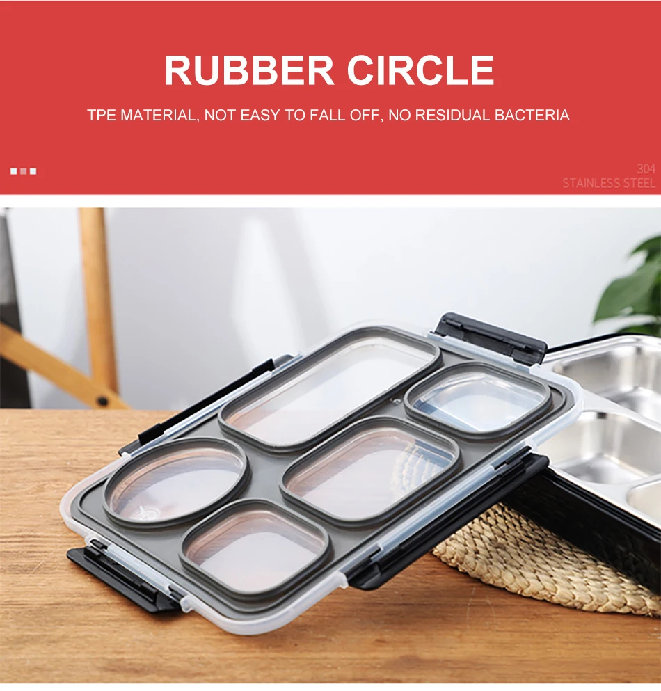 Baispo Leakproof Lunch Box Thermal Bento Box with Tableware Food Container with Compartments For Students Office Worker