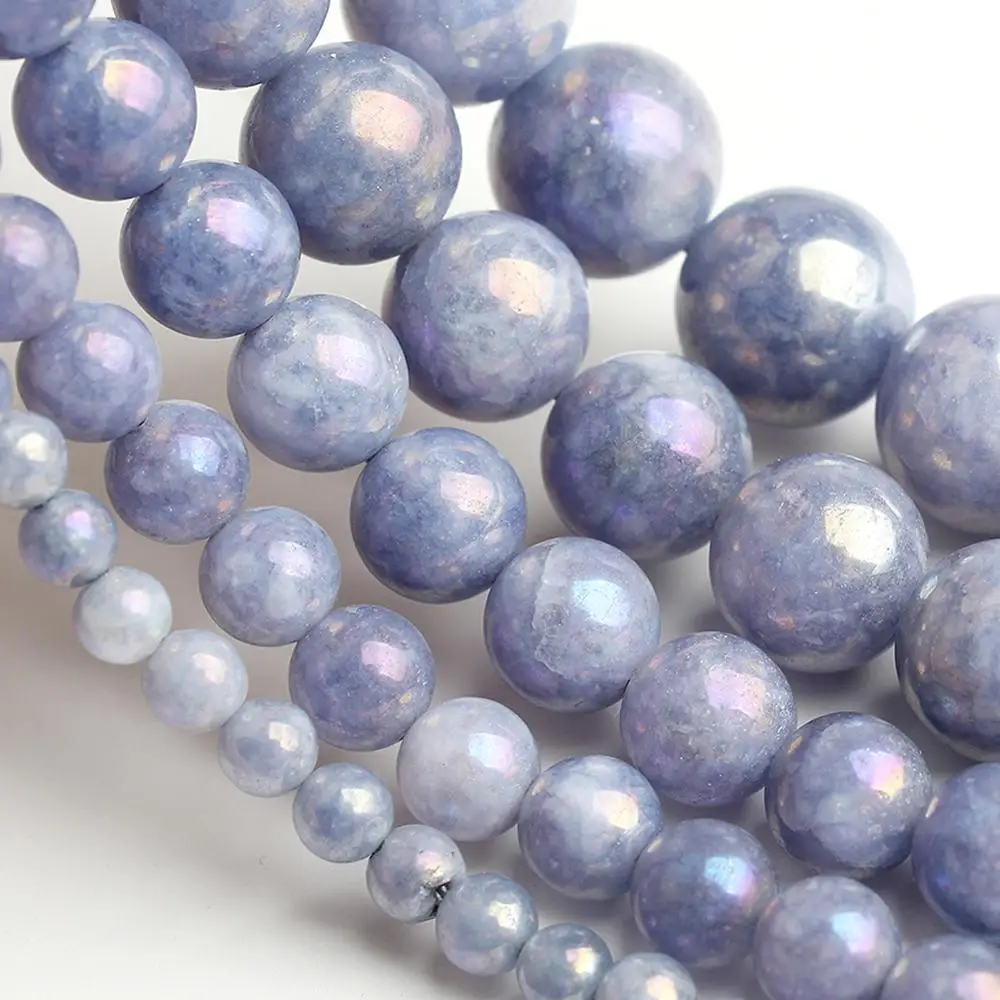 Бусины Из ангелита 4/6/8/10/12 мм с гальваническим покрытием натуральный темно-синий