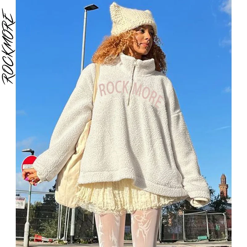

Rockmore Lambswool Pullovers Autumn Sweatshirt Casual Oversized Harajuku Hoodies Women Loose Print Long Sleeve Tops Korean 2021