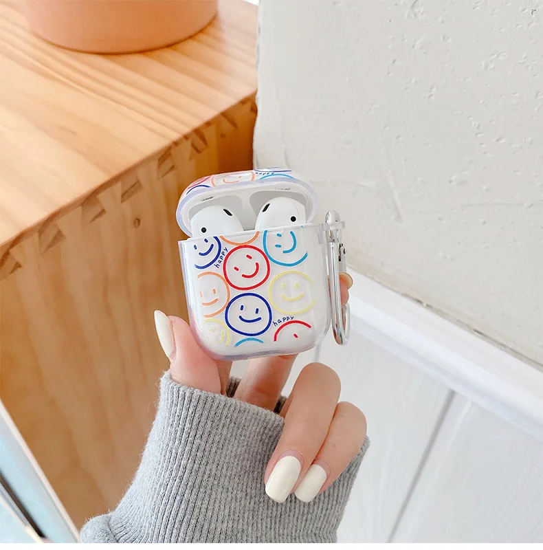 Оптовая продажа мягкий прозрачный чехол для наушников из ТПУ Smiley Apple Airpod Pro 3 2021 2 1