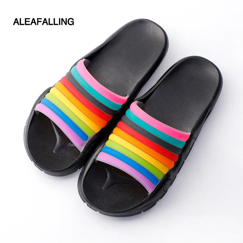 

Новинка, домашние и уличные Нескользящие тапочки, летние модные домашние массажные тапочки радужной расцветки для дам, размера плюс 36-42