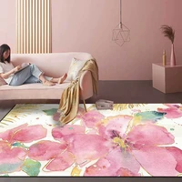 special offer fashion watercolor light luxury gold pink flower carpet big flower rugs for living room bedroom carpet bedside