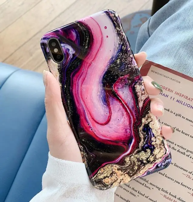 pink Цветной гранитный мраморный мягкий чехол для телефона iphone 11 чехол для iphone X Xr XS Max 8 plus 6 6s 7 iphone 11 pro Max fundas - Цвет: pink