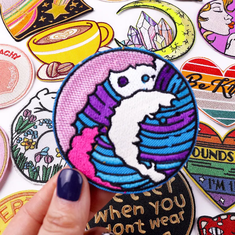 Нашивки с вышивкой надписью Love Heart на одежду аппликация Мультяшные волны патчи