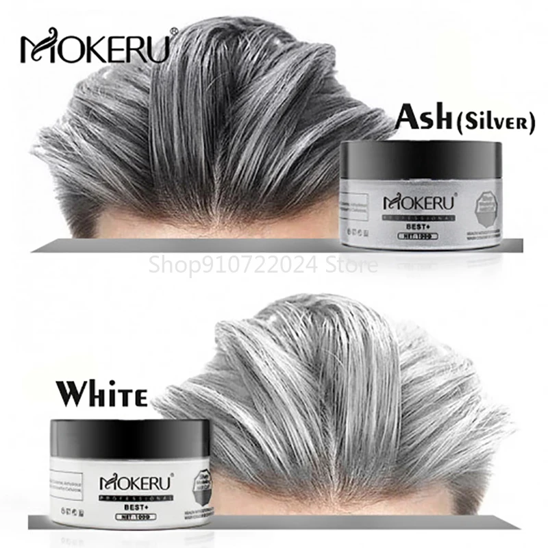 2pc Mokeru Washable Unisex Gold Brown Natural Colored Hair Cream Molding Styling Wax Temporary Hair Dye Paint For Hair Color Mud