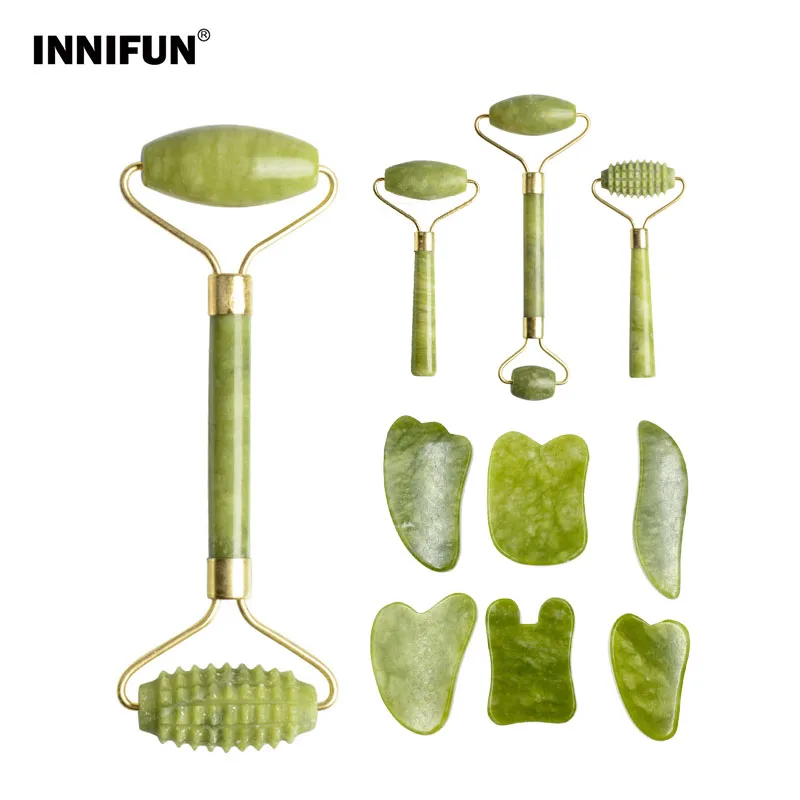 

Нефритовый инструмент для ухода за кожей лица, роликовый лицевой, массаж подтяжка лица, ролик для ухода за кожей, скребок из натурального ка...