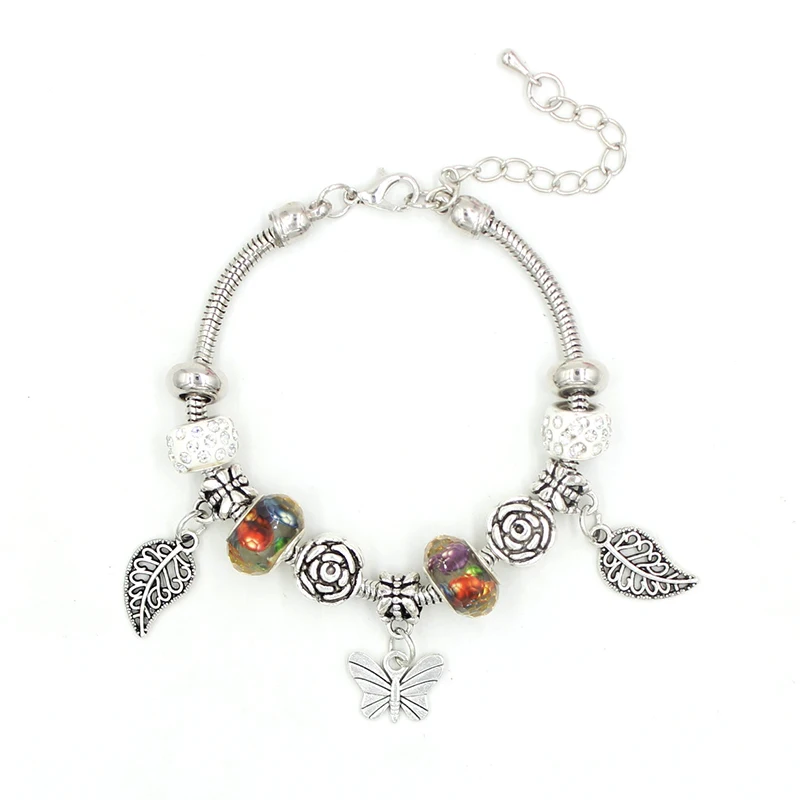 

10PCS/Lot New Arrival Fashion Charm Bracelet & Bangles European Style Flower Beaded Bracelets For Women Friends Gifts Jewelry