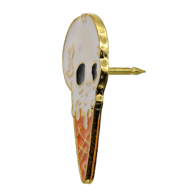 Классическая эмалированная V-образная заколка с изображением мороженого черепа