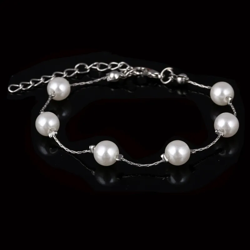 silver bracelet Модное ювелирное изделие из искусственного жемчуга, Трендовое женское цветочное ожерелье и подвески, чокеры, массивное ожерелье, колье, женские ожерелья - Окраска металла: silver bracelet