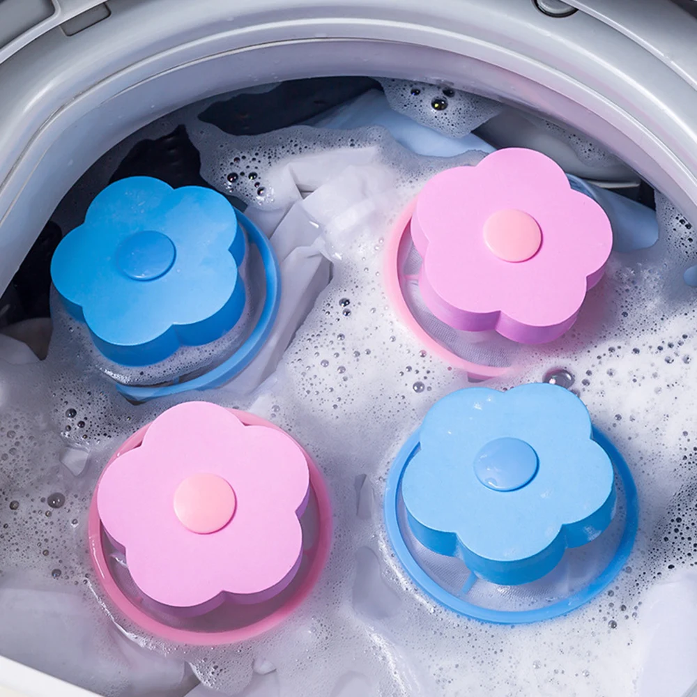 

1Pcs Household Plum Blossom-shaped Washing Machine Floats Filter Mesh Bag Hair Filter Depilator Decontamination Mini Laundry Bag