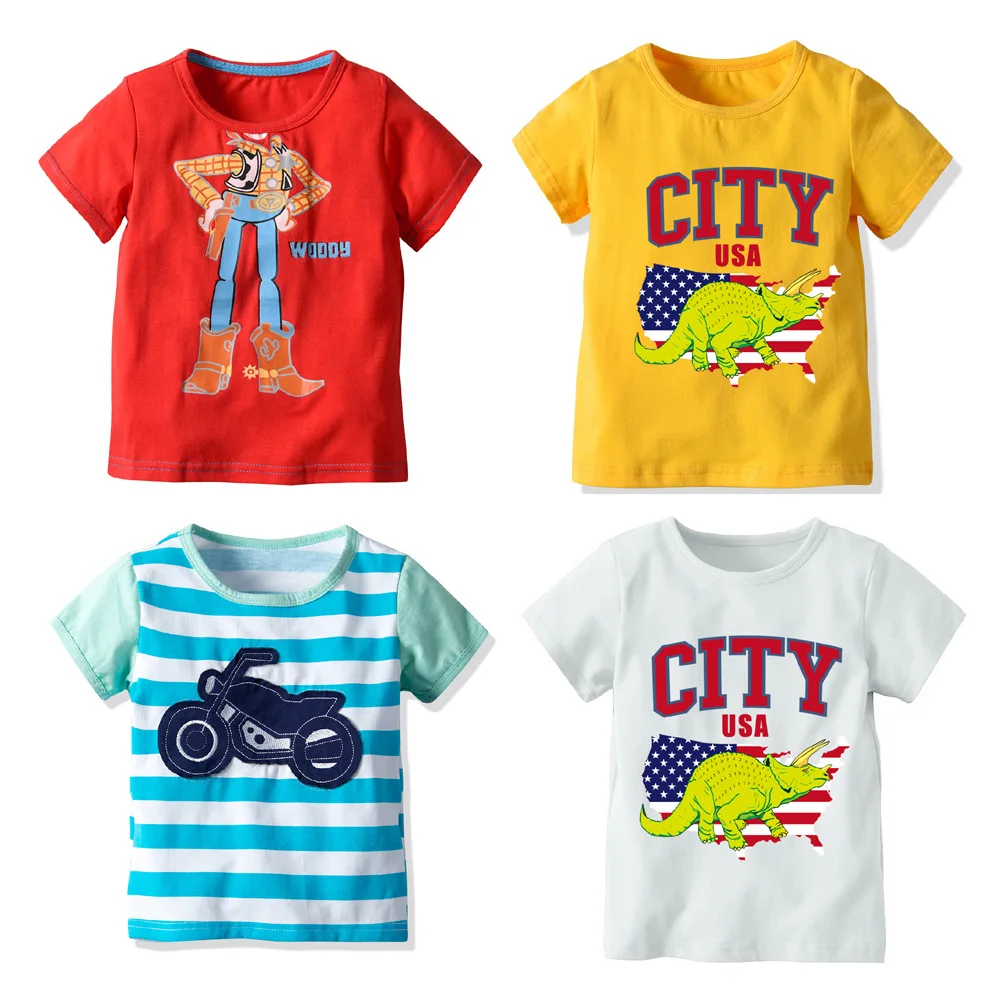 2020 летняя детская одежда из 100% хлопка для мальчиков Повседневная футболка с