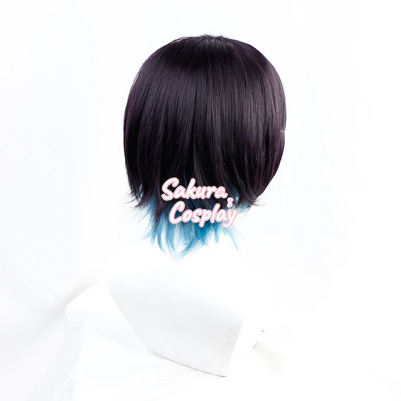 Игра Arknights Asbectos Косплэй темно-фиолетовый синий градиент короткие термостойкие