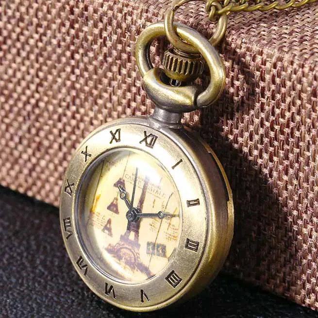 Старинный Париж Эйфелева башня циферблат кварцевые карманные часы модные