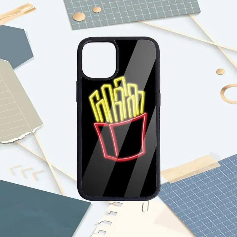 

Neon Burger Fluorescent Pattern Phone Case PC for iPhone 11 12 pro XS MAX 8 7 6 6S Plus X 5S SE 2020 XR Luxury brand shell funda