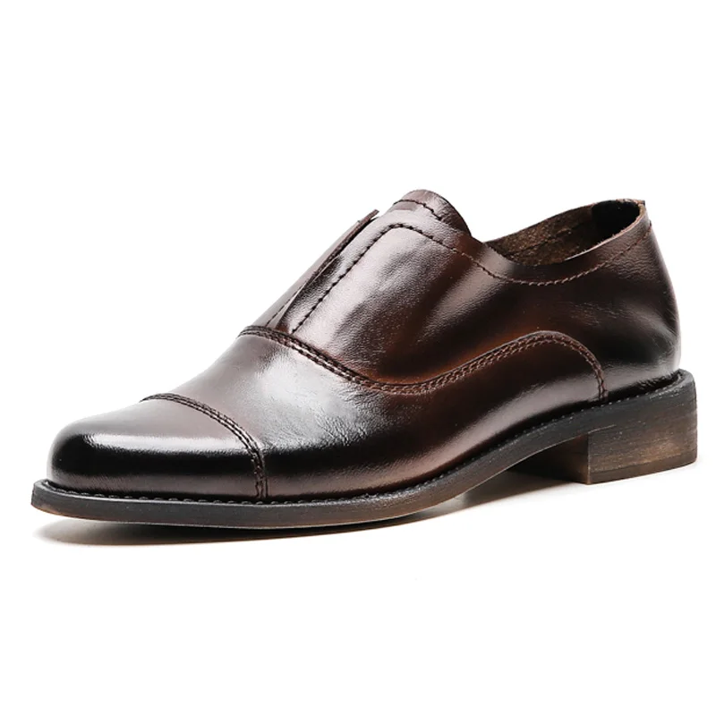 Туфли женские кожаные с круглым носком на весну-осень | Обувь