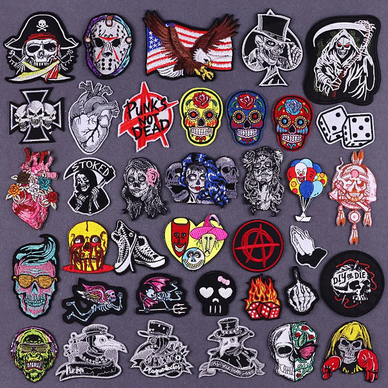 Нашивки в готическом стиле с вышивкой Чумного доктора нашивки хиппи черепом
