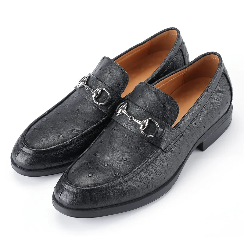 

ostrich leather shoes fashionable all-match men's casual shoes genuine leather wear-resistant breathable men loafers HOT sale