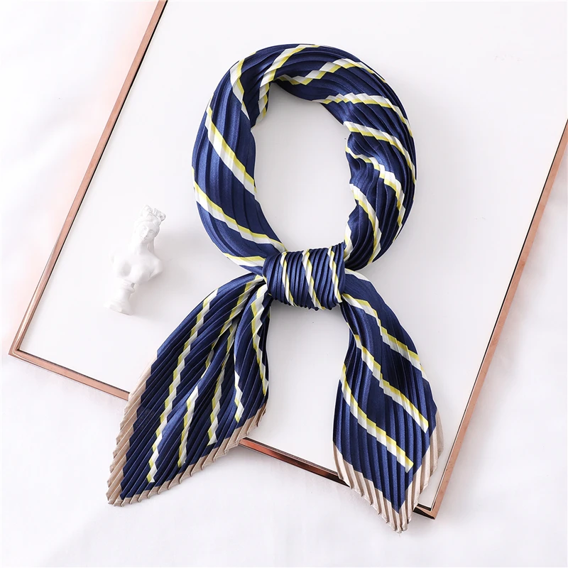 Модный Шелковый квадратный гофрированный шарф для женщин плиссированные шейные