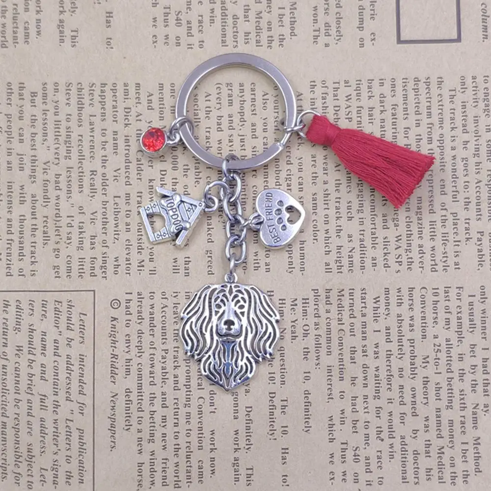 

Boykin Spaniel Dog Animal Charm Hot Sale Keychain Key Ring Pet Tassels Retro Silver Plated Women Men Jewelry Party Gift K199