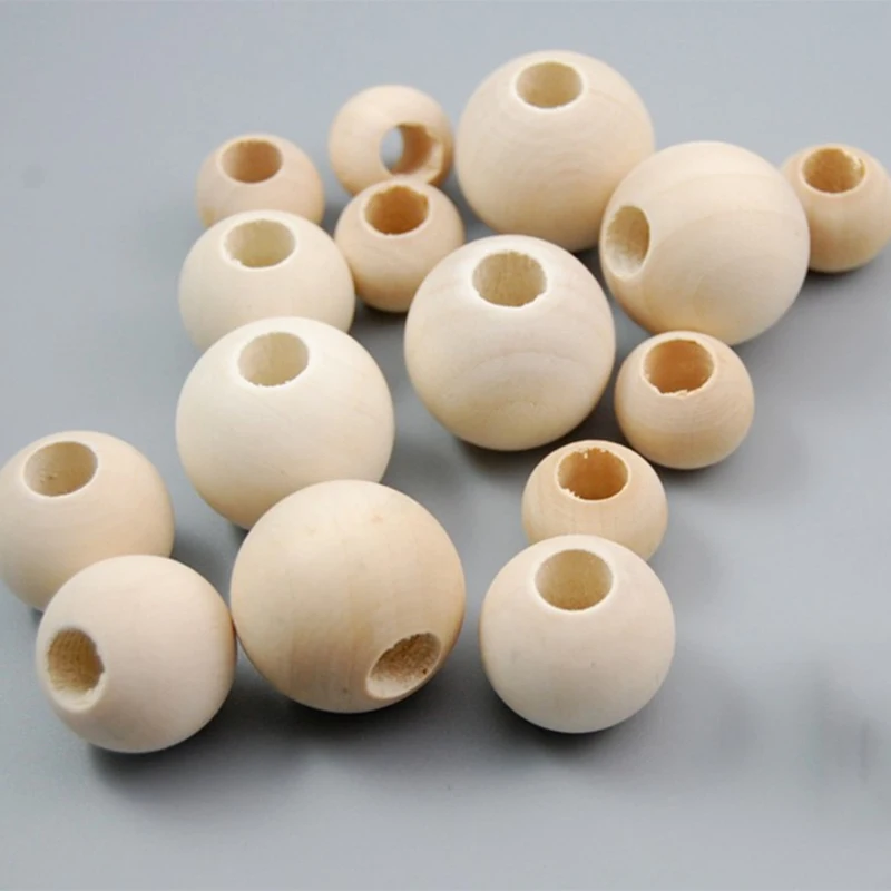 

500-2PCS 4mm/50mm Natural Ball Round Spacer Wooden Beads Eco-Friendly Natural Color Wood Beads Lead-Free Wooden Balls