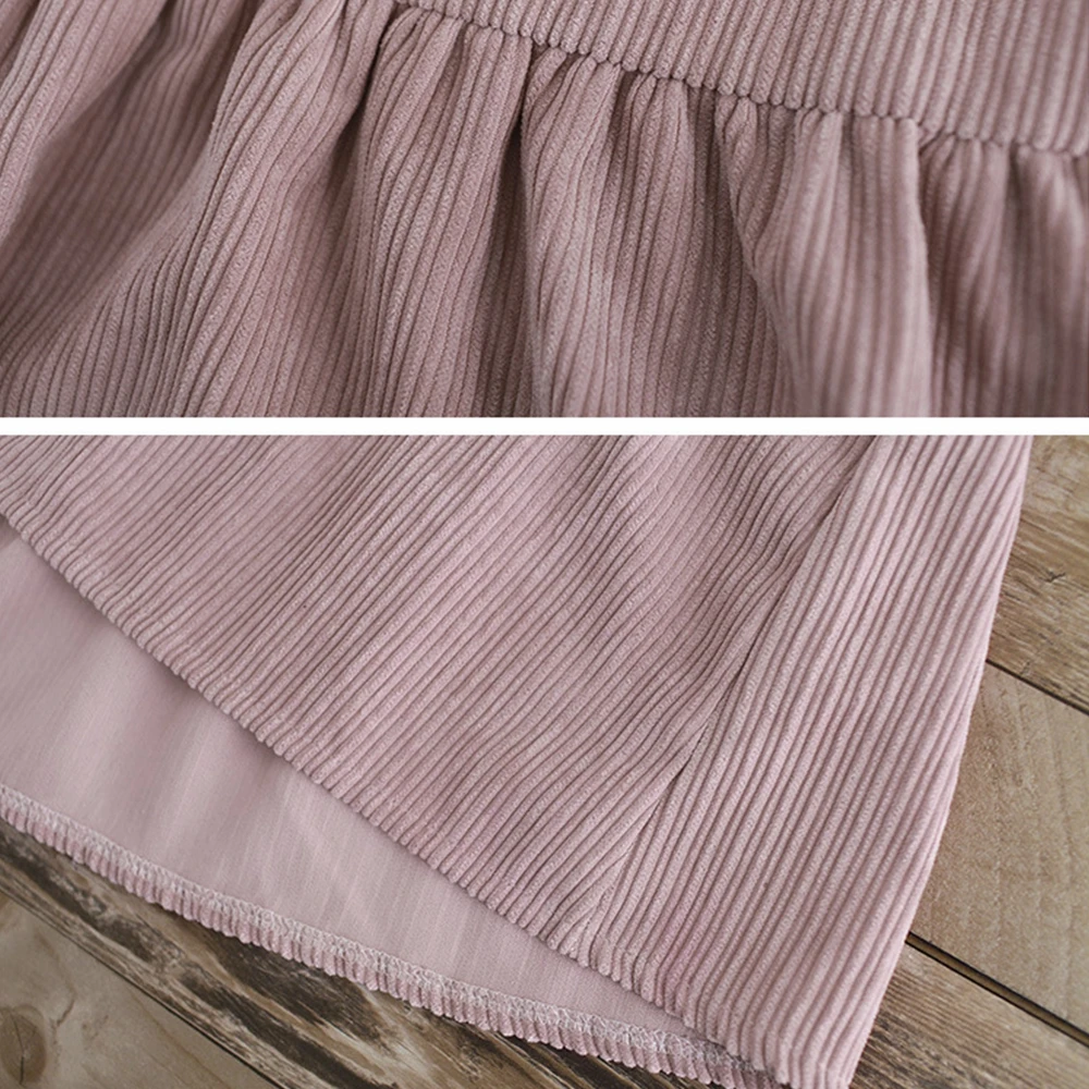 

Women Solid Vestidos Mujer Vintage Casual Single-breasted Long Corduroy Dress