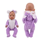 Пижама в виде милых фиолетовых кошек для 18-дюймовых американских кукол, игрушек для девочек 17 дюймов 43 см, аксессуары для детской одежды